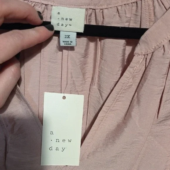 A New Day Womens Pink Long Sleeve Tiered Maxi Dress 4X NWT - Picture 2 of 3